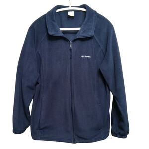 Columbia Navy fleece zip up jacket 2 zipper outside pockets 2 inside size XXL